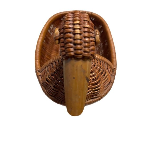Vintage Wicker Duck Woven Rattan Wooden Beak Basket - Picture 6 of 6